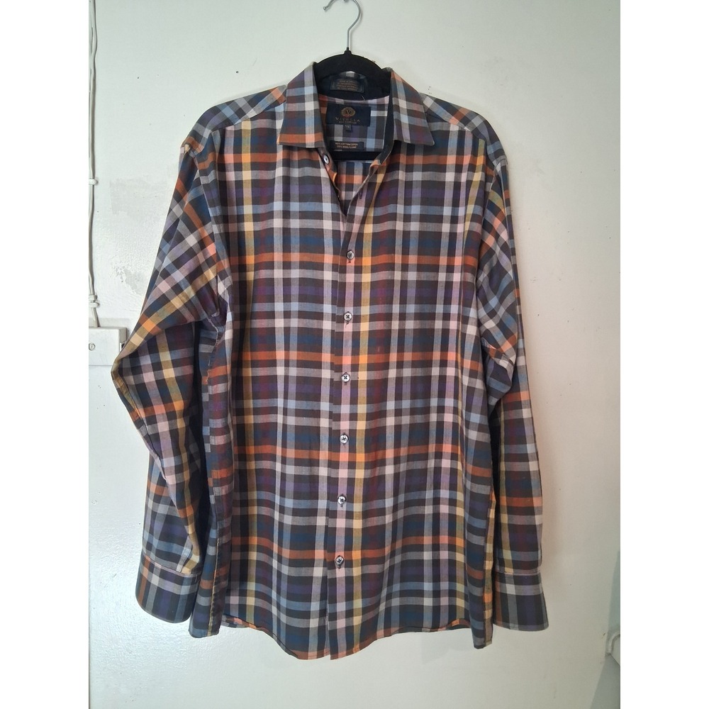 Viyella Mens Plaid Button Down Shirt Large Cotton Wool Blend Multi Color Canada